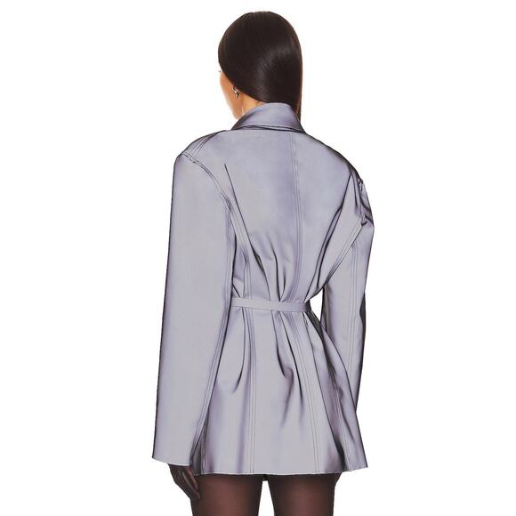 Norma Kamali Oversized Single Breasted Jacket Reflective Stretch Gray Size M/38 - Picture 2 of 14